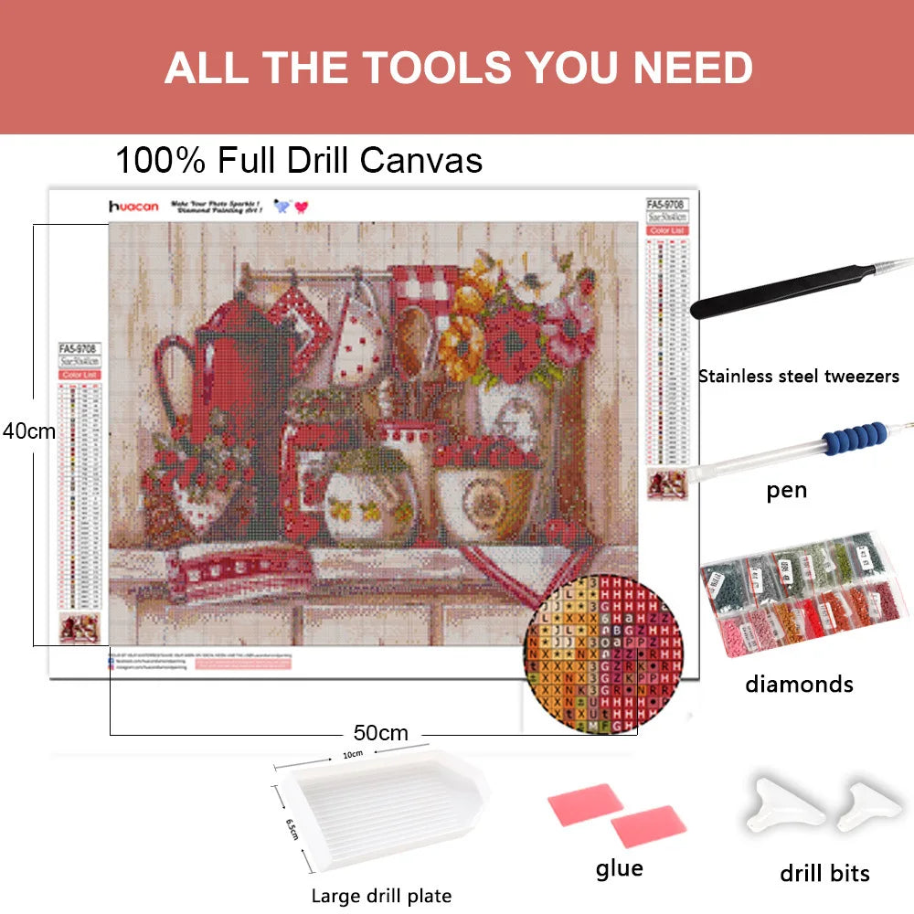 5D Diamond Painting Flower Fruit Full Square Round Drill Diamond Embroidery Cross Stitch Handicraft Kitchen Decoration