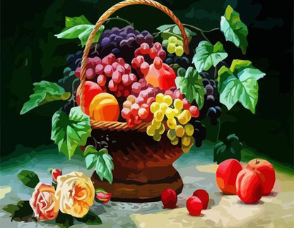 DIY Paint by Numbers Kit – Still Life Fruit and Flower Canvas Painting for Home Decoration