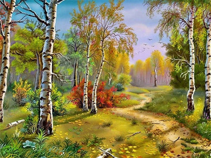 DIY 5D Diamond Painting – Forest Landscape Full Square Drill Embroidery Cross Stitch with Rhinestones