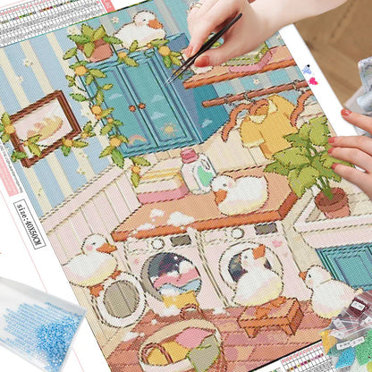Cartoon Duck Diamond Painting Kit – 5D DIY Rhinestone Mosaic for Home & Bedroom Decoration