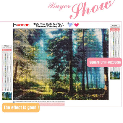 DIY 5D Diamond Painting – Forest Landscape Full Square Drill Embroidery Cross Stitch with Rhinestones