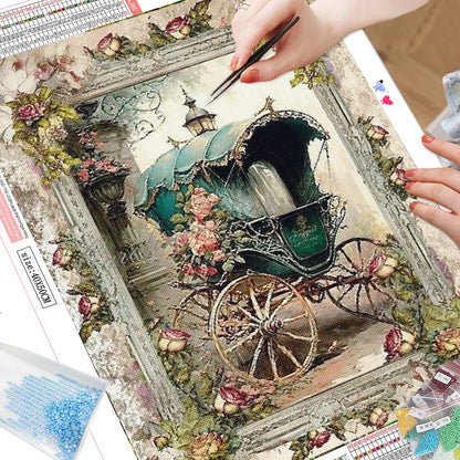 5D Carriage Diamond Painting – 2025 DIY Mosaic Kit with Floral Design, Full Square/Round Drill for Wall Decor