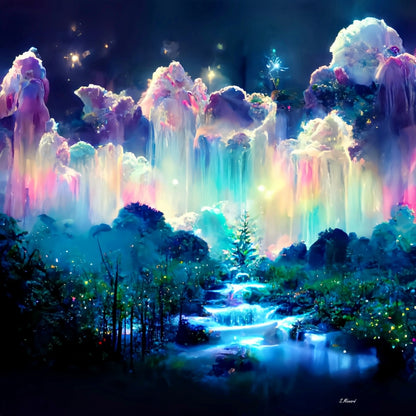Waterfall Scene Diamond Painting – Full Drill 5D Mosaic (Square/Round), DIY Cross Stitch for Home Decoration