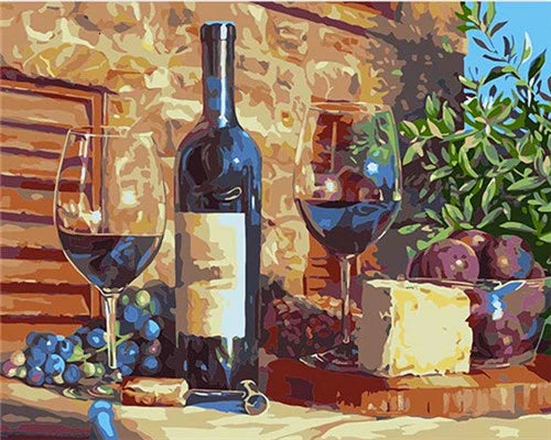 DIY Paint by Numbers Kit – Still Life Fruit and Flower Canvas Painting for Home Decoration