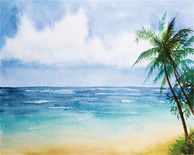 Seascape Paint by Numbers – DIY Sea Scene Canvas Kit, Hand Painted for Home Decoration