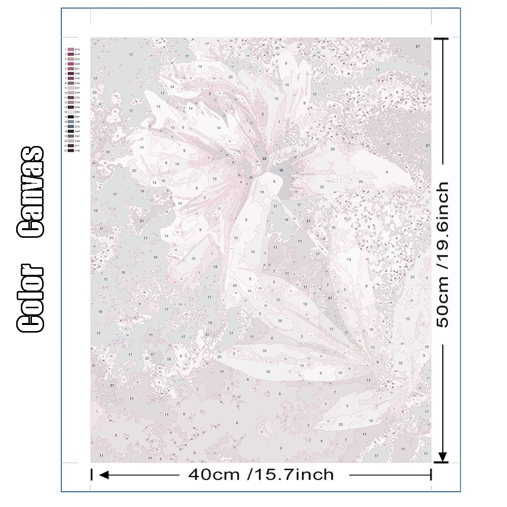 DIY Painting by Numbers Kit – White & Blue Flowers on Canvas, Home Decor & Gift Idea