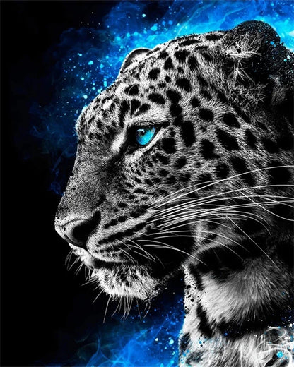 Leopard Paint by Numbers – DIY Animal Canvas Art Kit with Frame, Handpainted for Home Decor