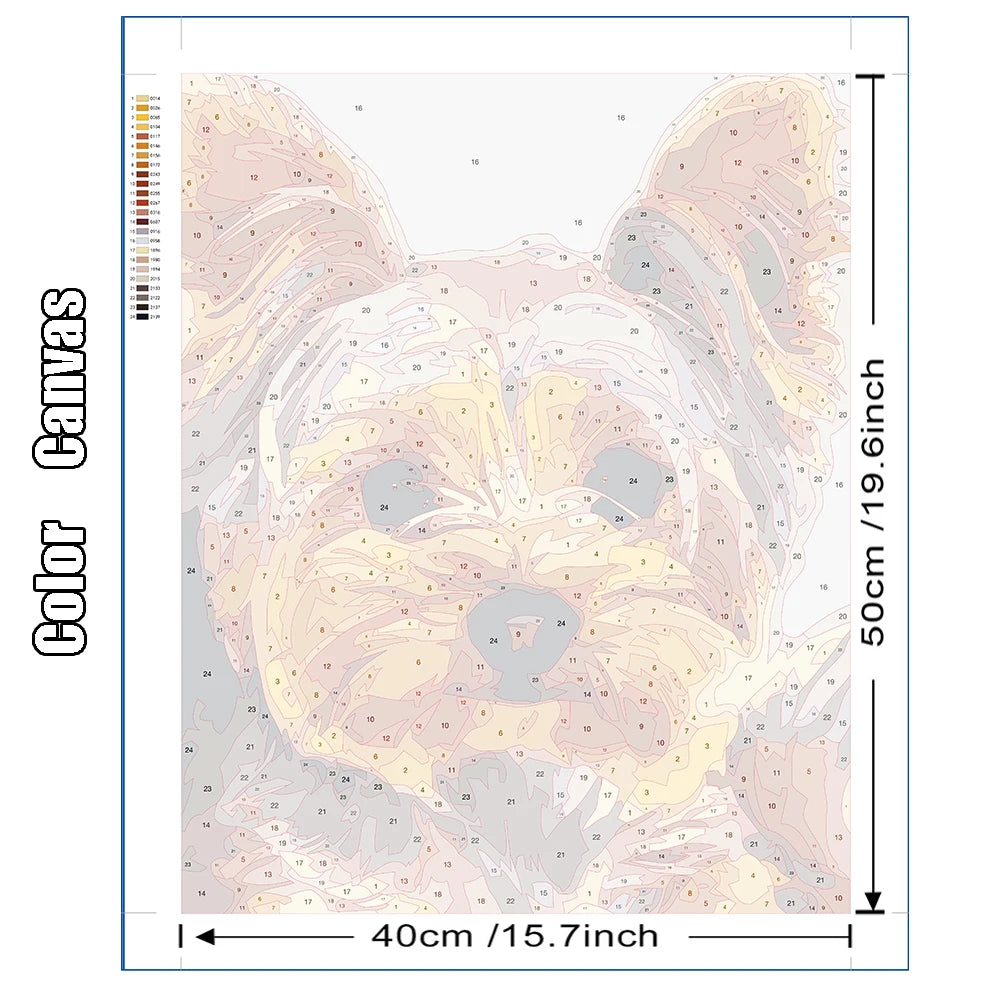 DIY Dog Painting by Numbers – Animal Canvas Drawing Kit for Adults, Home Decor & Gift