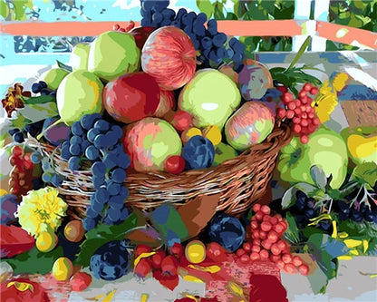 DIY Paint by Numbers Kit – Still Life Fruit and Flower Canvas Painting for Home Decoration