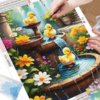 Dark Landscape Diamond Painting – Animal & Waterfall Scene, DIY Full Drill Mosaic Kit for Home Decoration