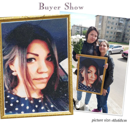 Diamond Painting Custom Photo Kit – Full Square Rhinestone Embroidery for Baby, Wedding, and Parents Gift