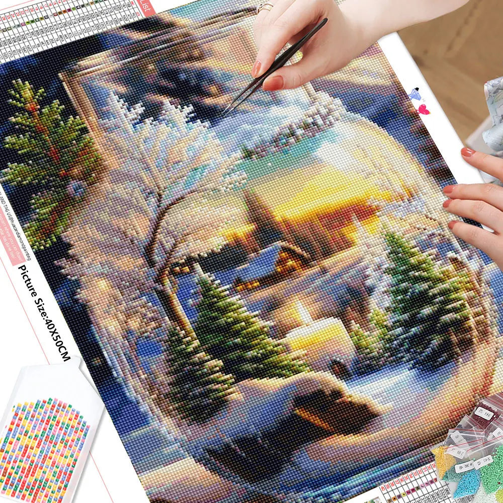 Snow Landscape Diamond Painting – 2025 New Arrival Full Drill Mosaic with Bottle Rhinestones
