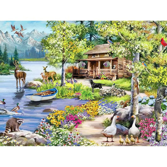Diamond Painting Kit – 5D Full Drill Square Embroidery, Animal & Mountain Landscape Mosaic, Handmade Gift