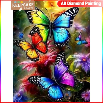 Butterfly & Floral Animal Diamond Painting – 5D Full Drill Embroidery Kit for Wall Art & Craft Lovers