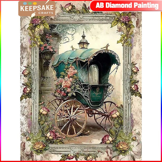 5D Carriage Diamond Painting – 2025 DIY Mosaic Kit with Floral Design, Full Square/Round Drill for Wall Decor