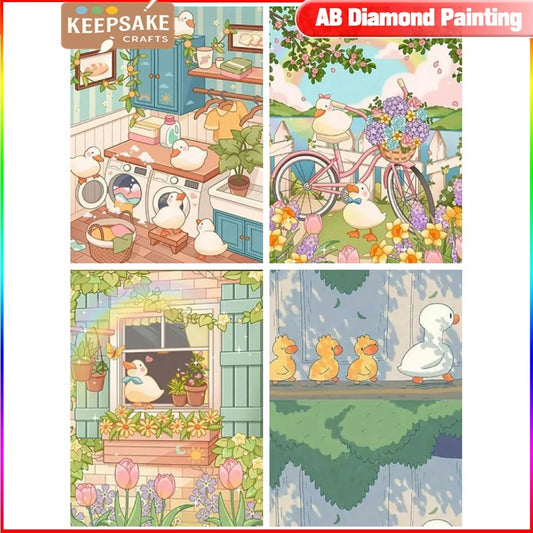 Cartoon Duck Diamond Painting Kit – 5D DIY Rhinestone Mosaic for Home & Bedroom Decoration