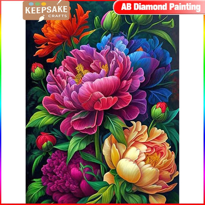 Diamond Painting Flower Kit – 5D Peony Design, Full Square/Round Drill Mosaic for Home Decoration