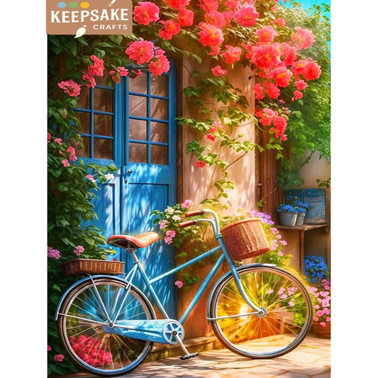 5D Diamond Painting Kit – Garden Bicycle Embroidery, Full Diamond Mosaic Landscape, New Art Wall Decor