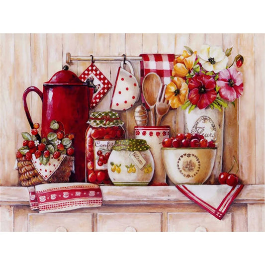 5D Diamond Painting Flower Fruit Full Square Round Drill Diamond Embroidery Cross Stitch Handicraft Kitchen Decoration