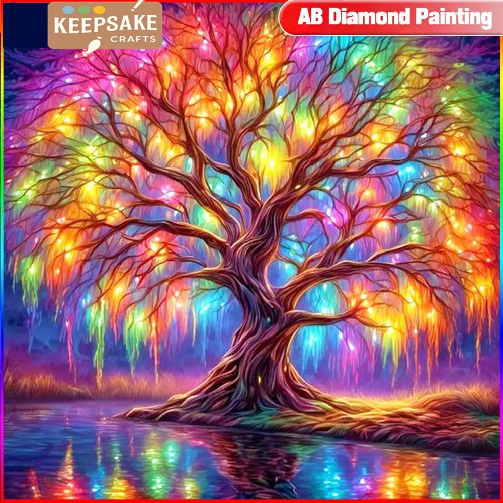 Fantasy Tree Landscape Diamond Painting – 5D Full Drill Embroidery Set for Art Lovers & Gift Giving