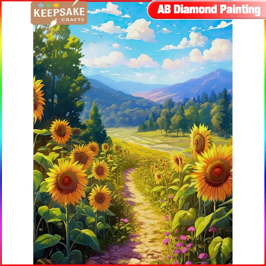 DIY 5D Diamond Painting – Sunflower Field Full Drill Mosaic (Square/Round) for Interior Decoration
