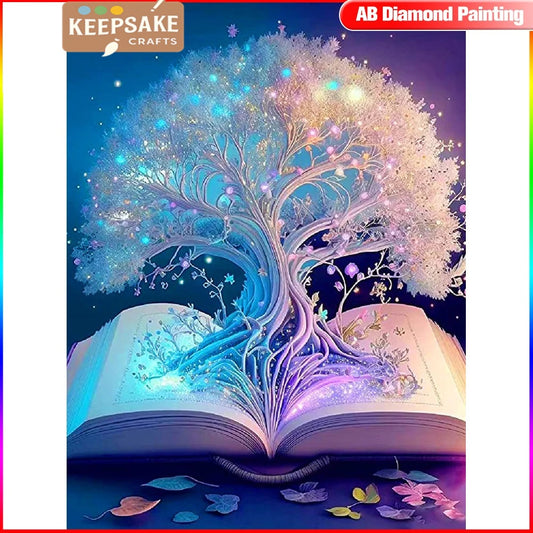 Full Drill 5D Diamond Art Kit – AB Tree Landscape Mosaic for DIY Home Decoration & Creative Crafting
