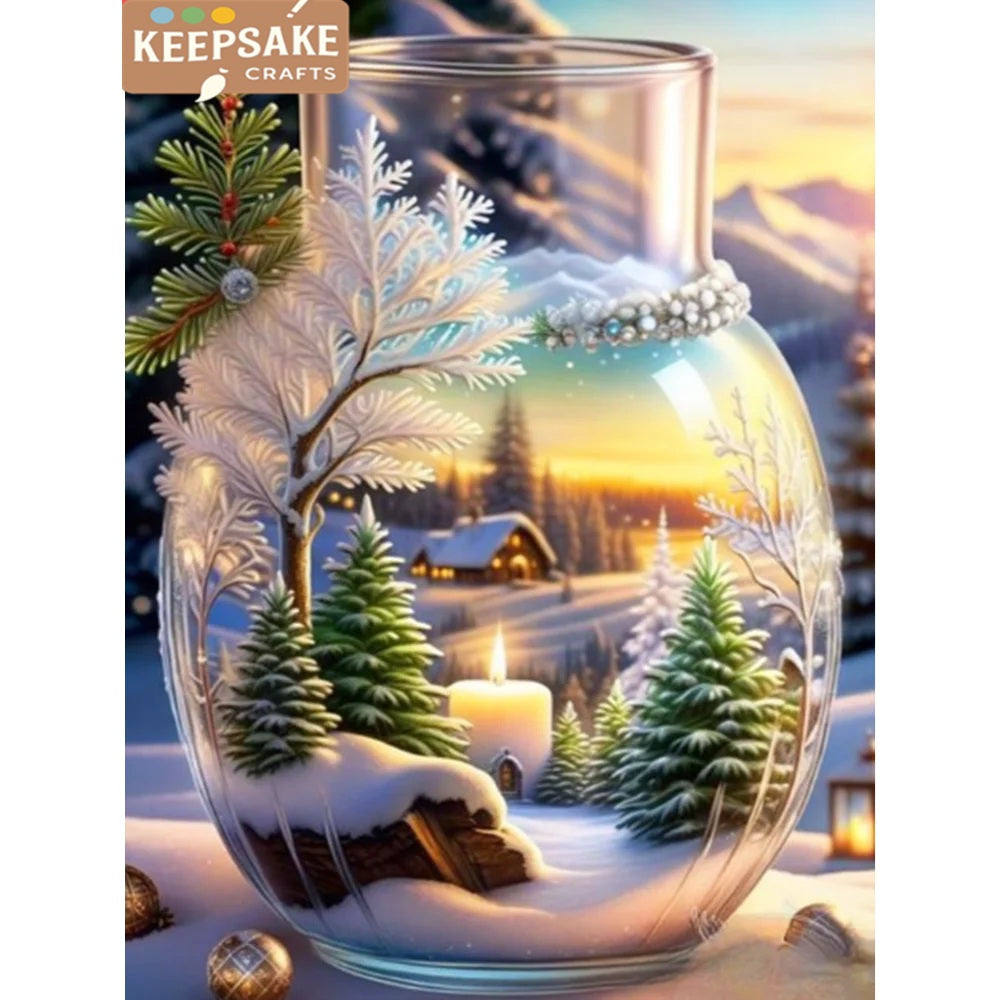 Snow Landscape Diamond Painting – 2025 New Arrival Full Drill Mosaic with Bottle Rhinestones