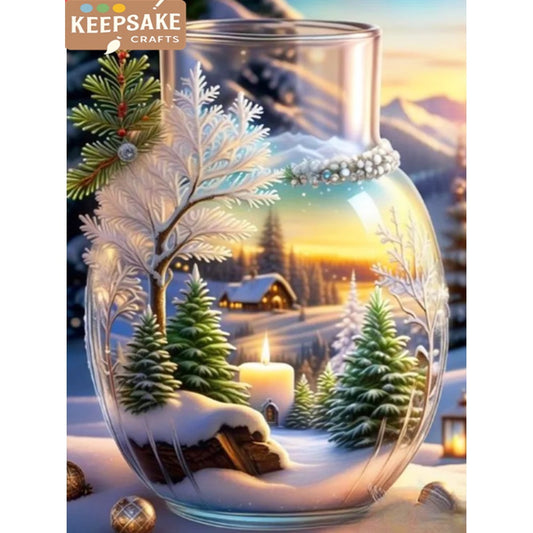 Snow Landscape Diamond Painting – 2025 New Arrival Full Drill Mosaic with Bottle Rhinestones