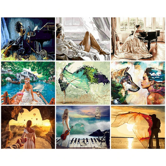 DIY Painting by Numbers – Girl Portrait Canvas Art Kit, Handpainted Home Decor & Gift Idea